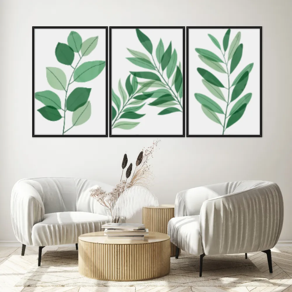 Kit Quadros Decorativos Planta Abstrata
