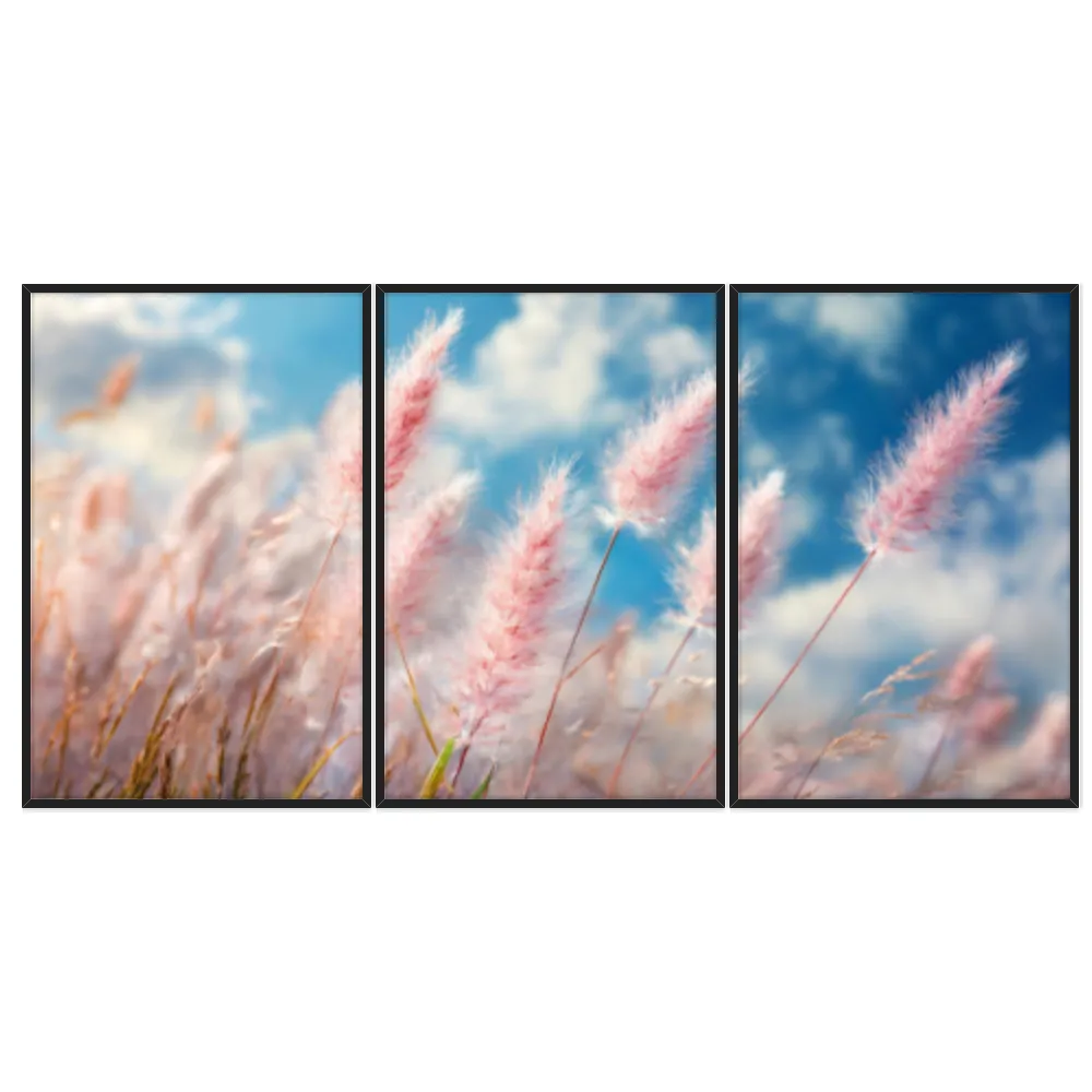 Kit Quadros Decorativos Pampas Rosa