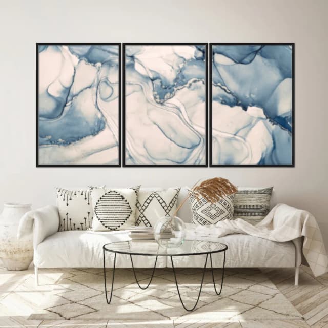 Kit Quadros Decorativos Mármore Azul
