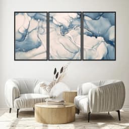 Kit Quadros Decorativos Mármore Azul