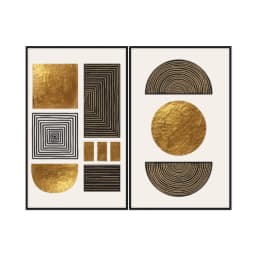 Kit Quadros Decorativos Formas Douradas