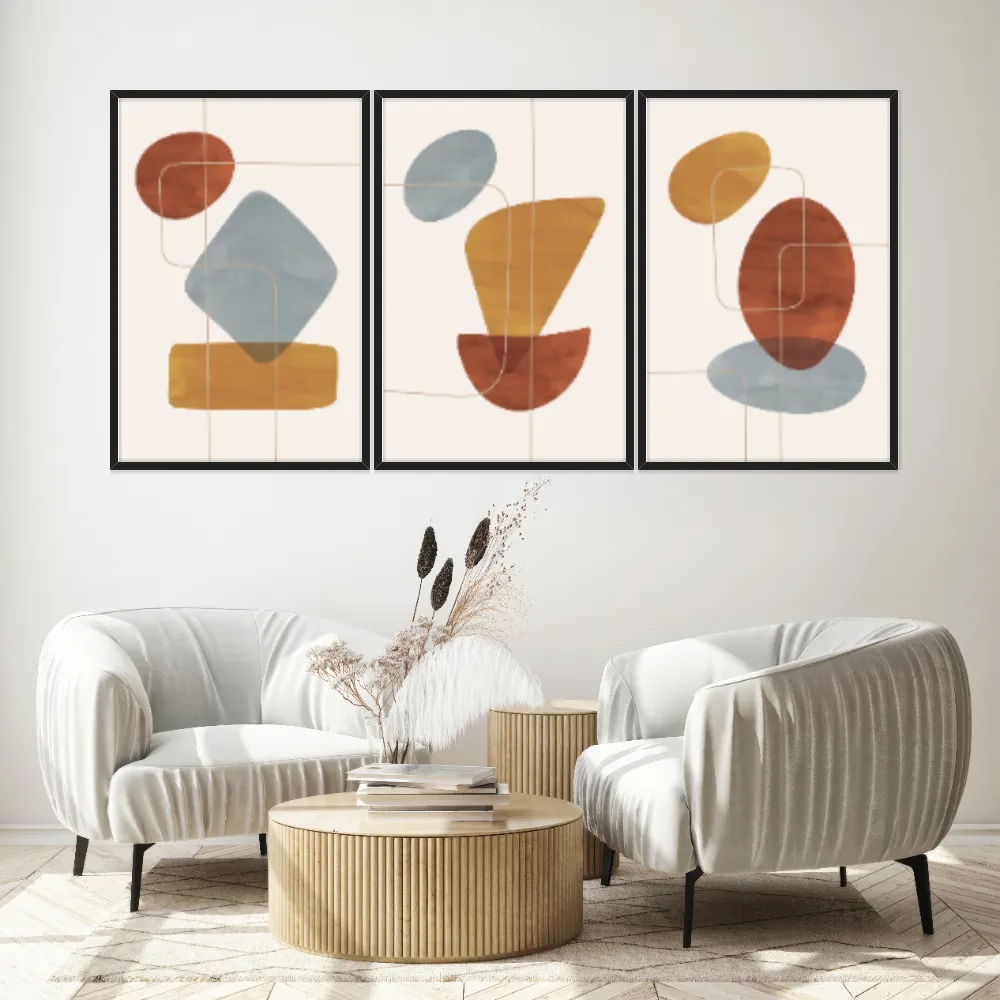 Kit Quadros Decorativos Linhas E Formas