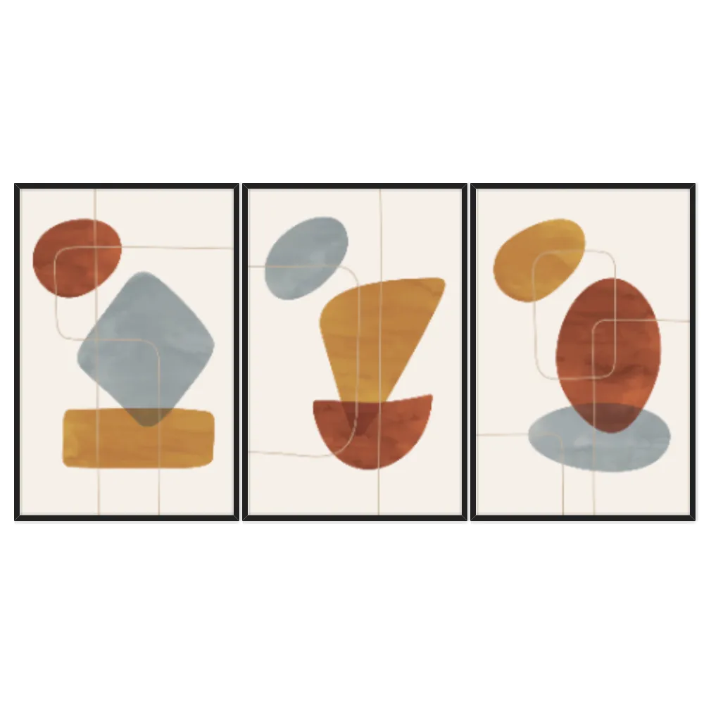 Kit Quadros Decorativos Linhas E Formas