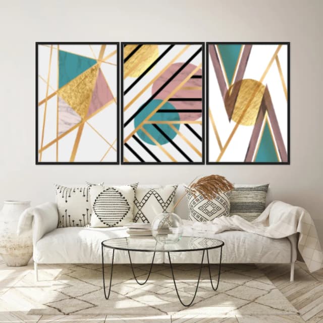 Kit Quadros Decorativos Linhas Geométricas