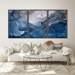 Kit Quadros Decorativos Mármore Azul