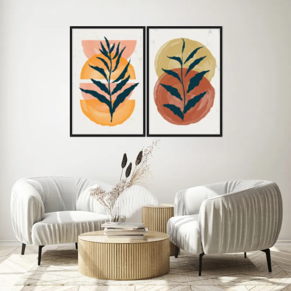 Kit Quadros Decorativos Planta Abstrata