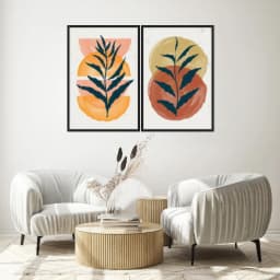 Kit Quadros Decorativos Planta Abstrata