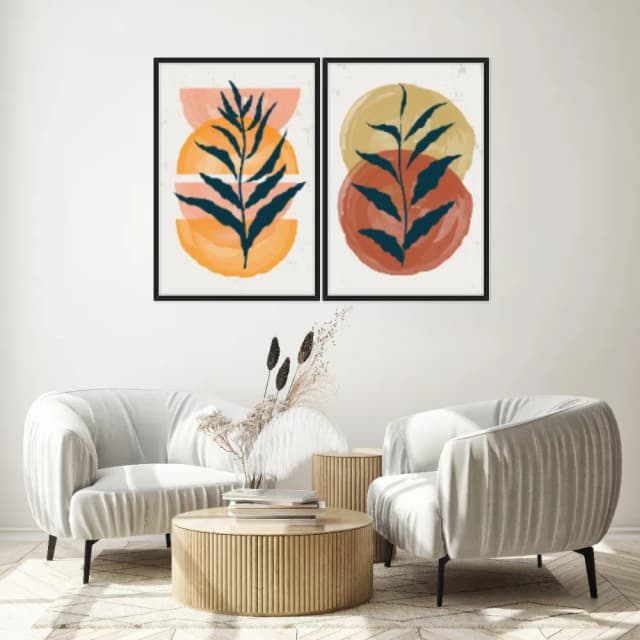 Kit Quadros Decorativos Planta Abstrata
