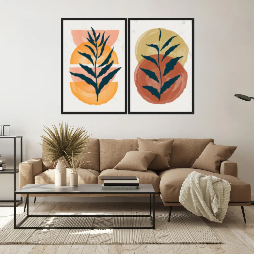 Kit Quadros Decorativos Planta Abstrata