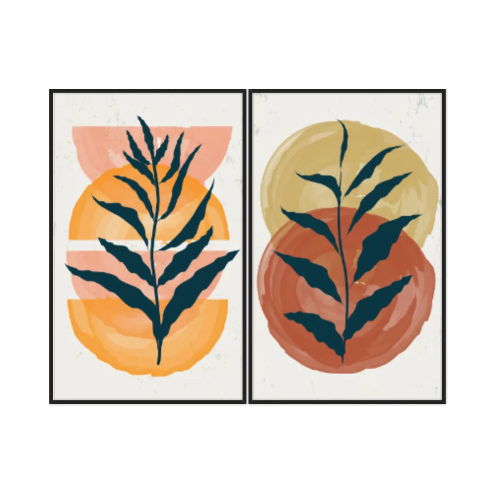 Kit Quadros Decorativos Planta Abstrata