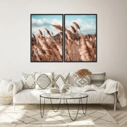Kit Quadros Decorativos Pampas Marrom