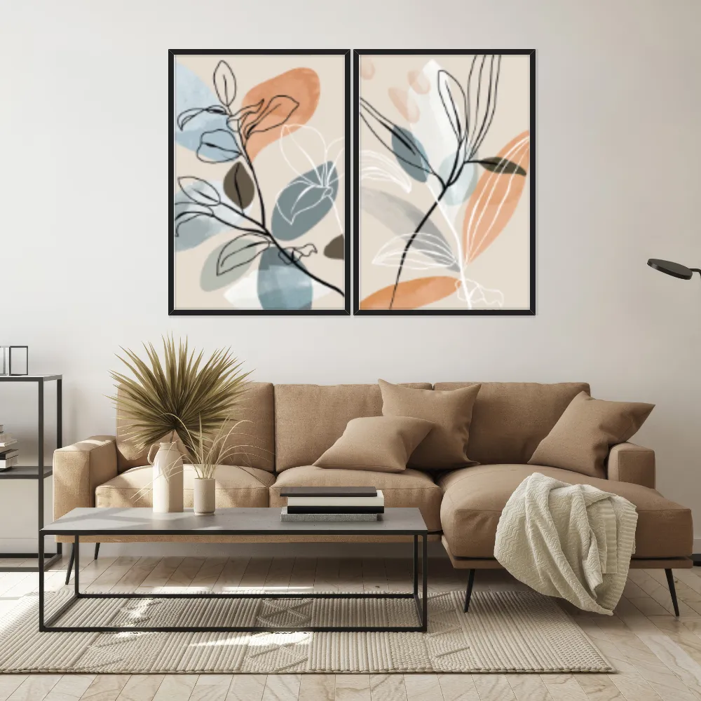 Kit Quadros Decorativos Planta Abstrata