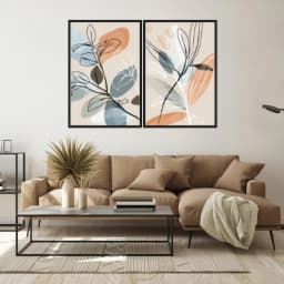 Kit Quadros Decorativos Planta Abstrata