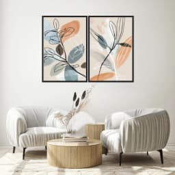 Kit Quadros Decorativos Planta Abstrata