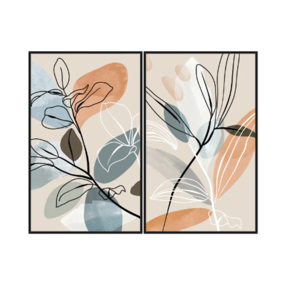 Kit Quadros Decorativos Planta Abstrata