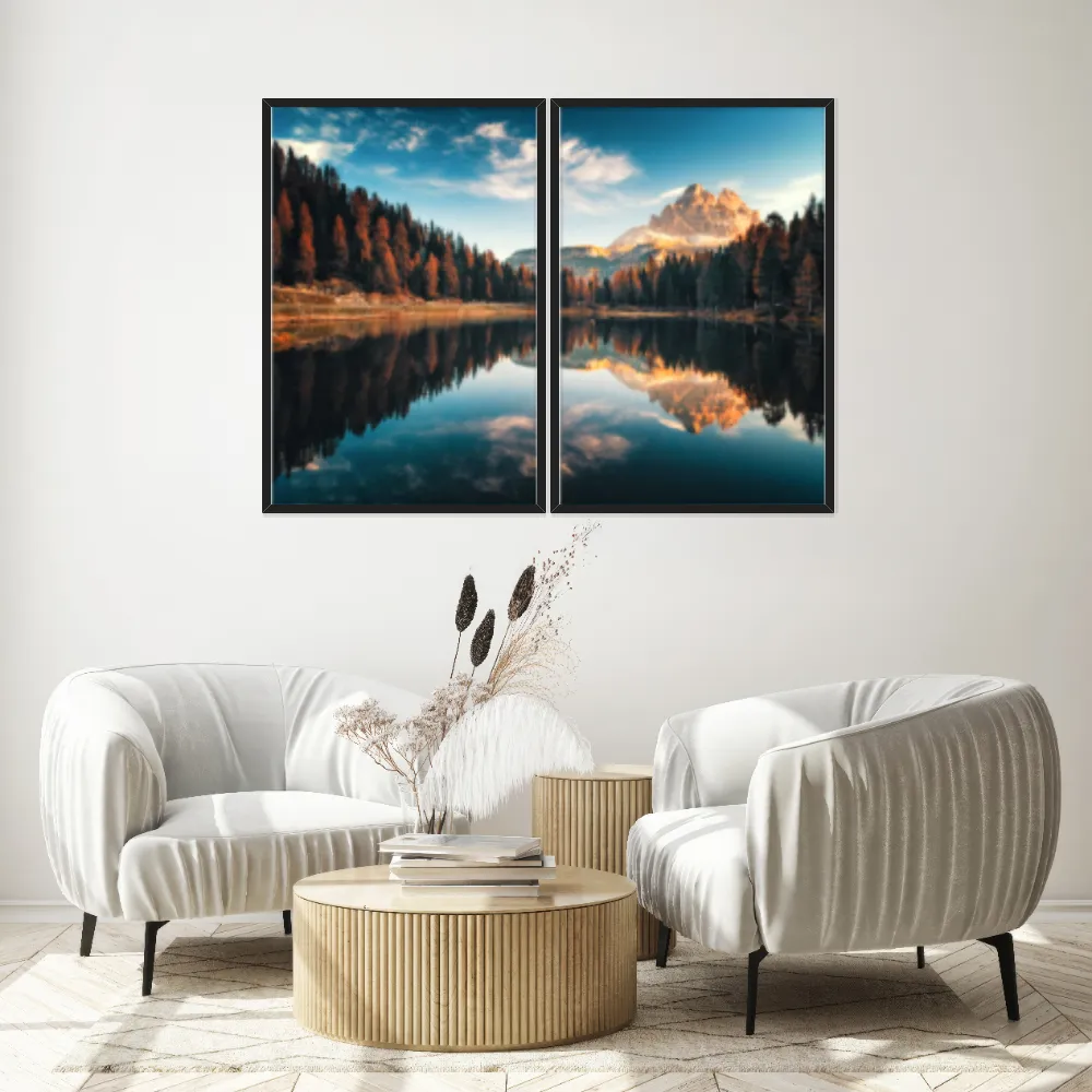 Kit Quadros Decorativos Lago E Montanha