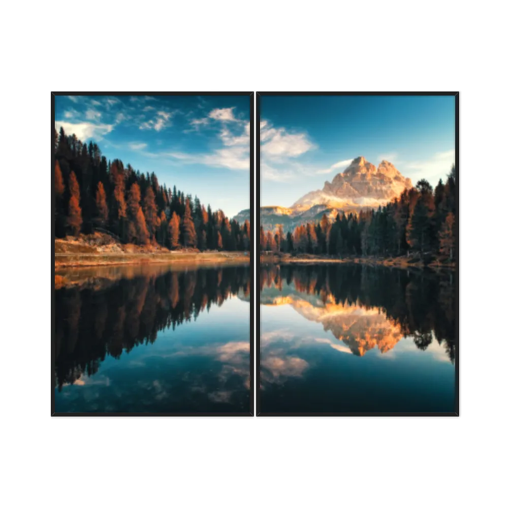 Kit Quadros Decorativos Lago E Montanha