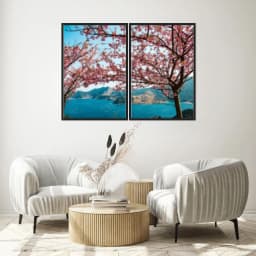 Kit Quadros Decorativos Árvore Rosa