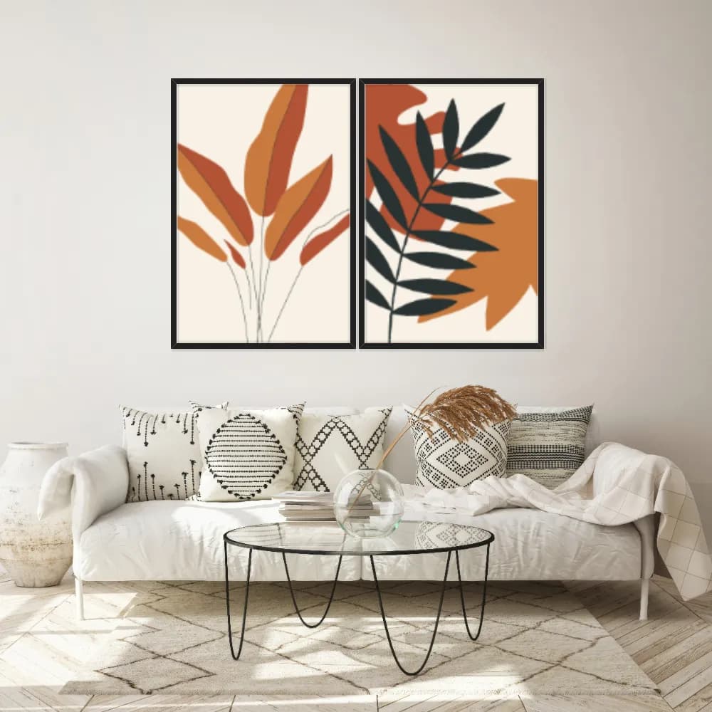 Kit Quadros Decorativos Planta Abstrata