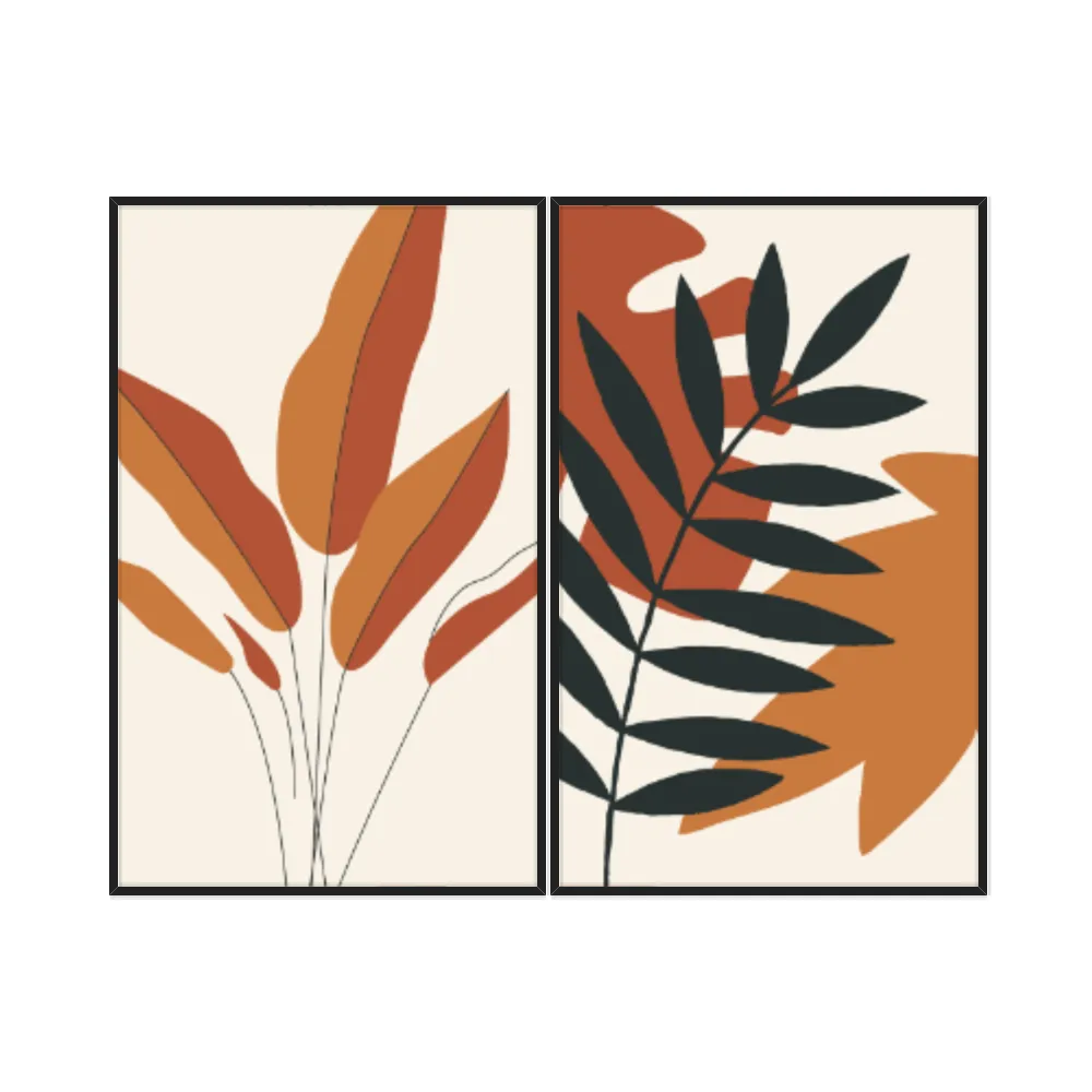 Kit Quadros Decorativos Planta Abstrata