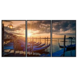 Kit Quadros Decorativos Barcos Azuis