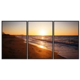 Kit Quadros Decorativos Praia Com Pôr Do Sol