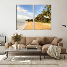 Kit Quadros Decorativos Coqueiro Na Praia