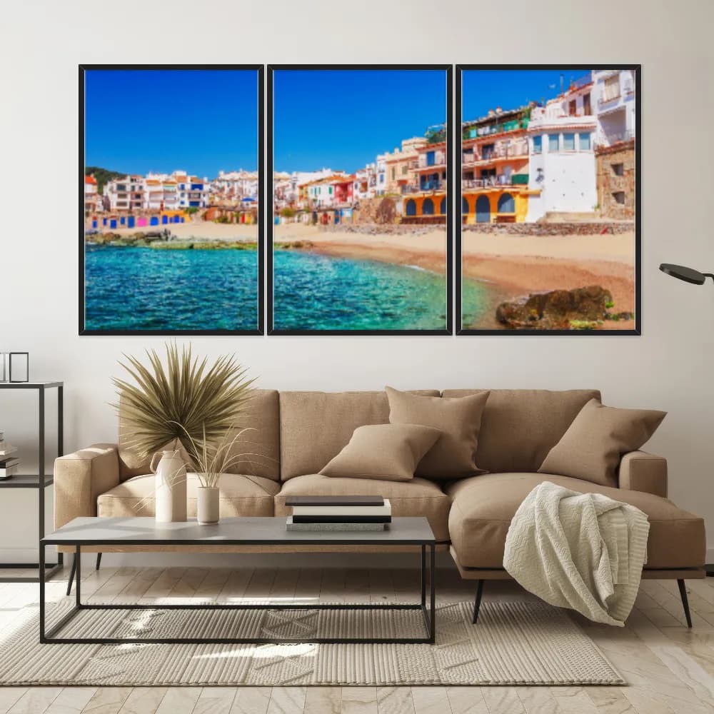 Kit Quadros Decorativos Praia Com Casas