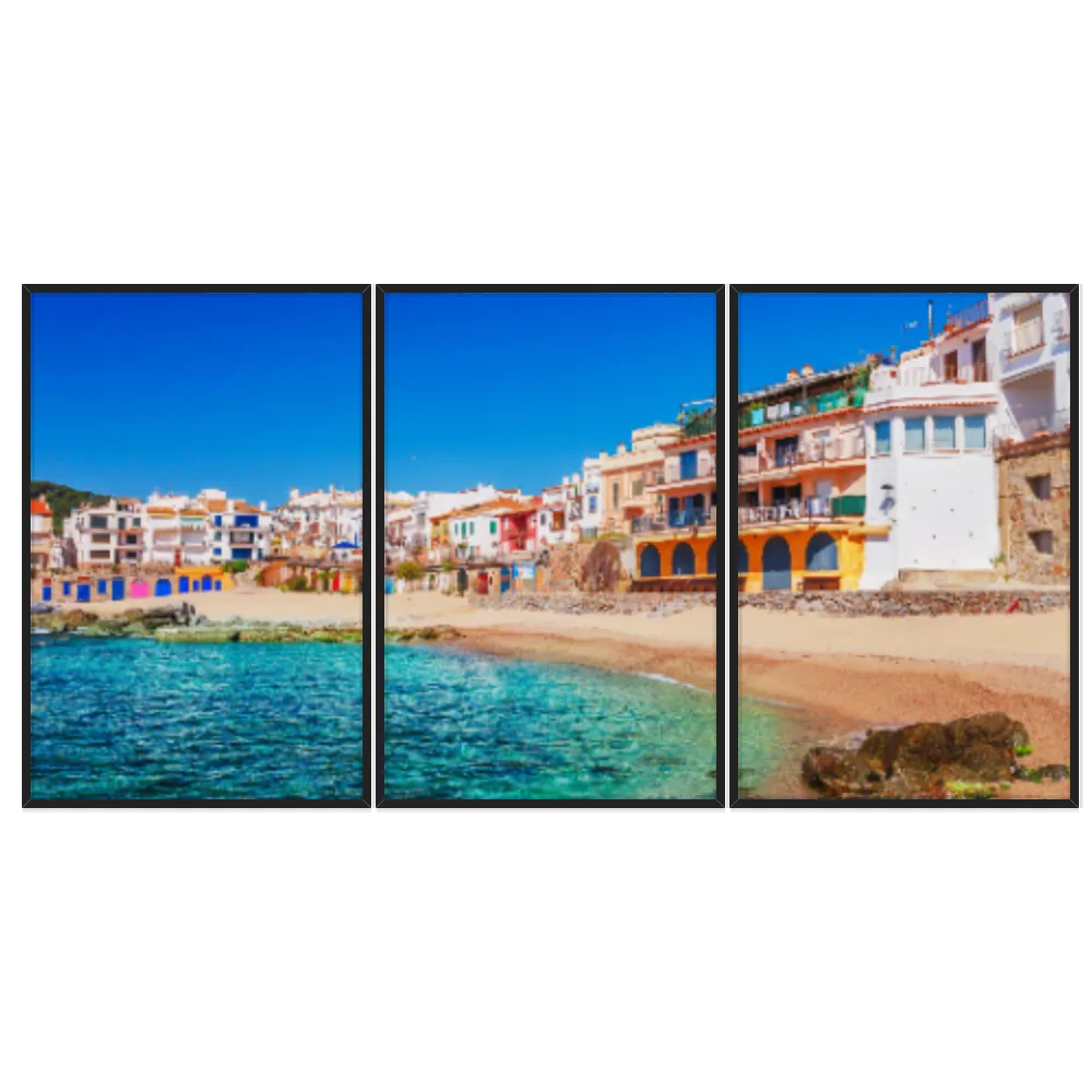 Kit Quadros Decorativos Praia Com Casas