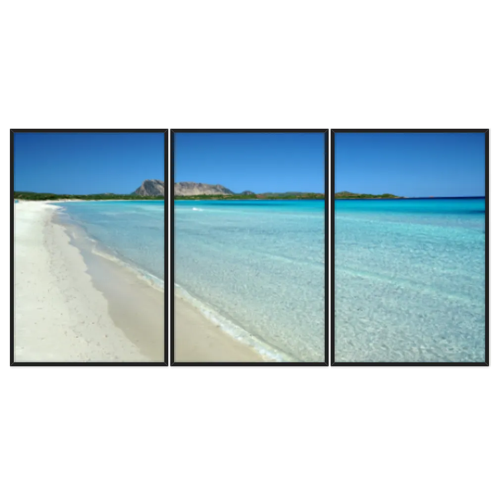 Kit Quadros Decorativos Mar Azul Com Montanha