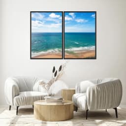 Kit Quadros Decorativos Mar Com Céu Azul