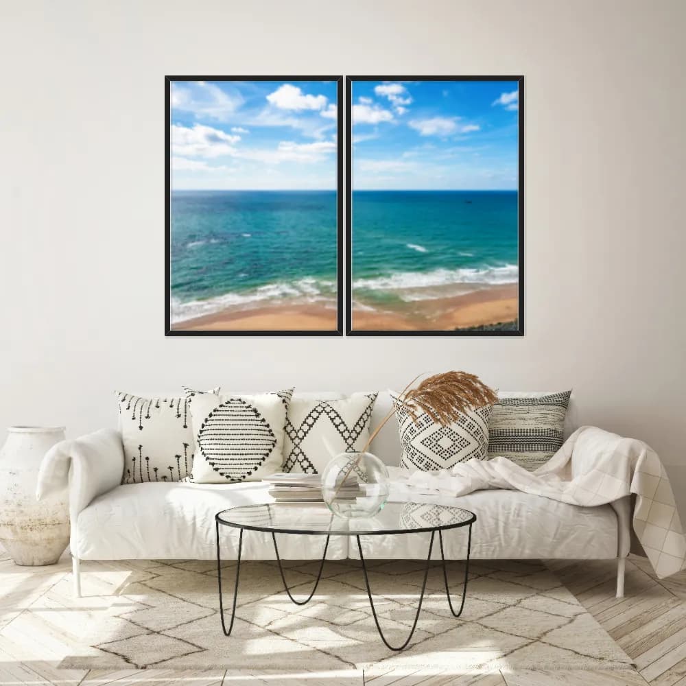 Kit Quadros Decorativos Mar Com Céu Azul