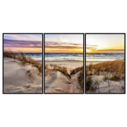 Kit Quadros Decorativos Mar Com Pôr Do Sol