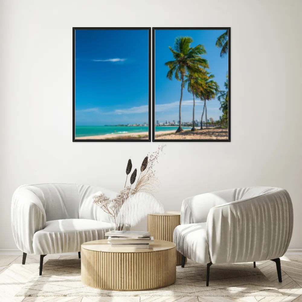 Kit Quadros Decorativos Coqueiro Na Praia