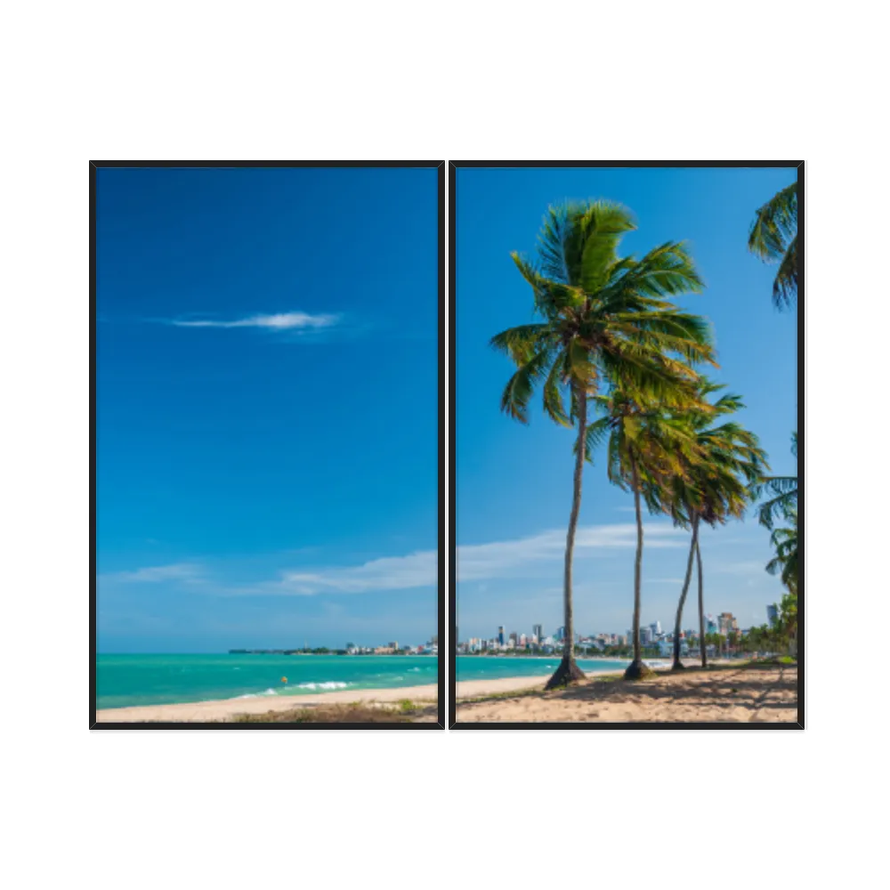 Kit Quadros Decorativos Coqueiro Na Praia