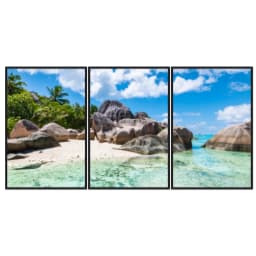 Kit Quadros Decorativos Mar Com Pedras E Coqueiros