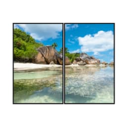 Kit Quadros Decorativos Mar Verde Claro Com Pedras