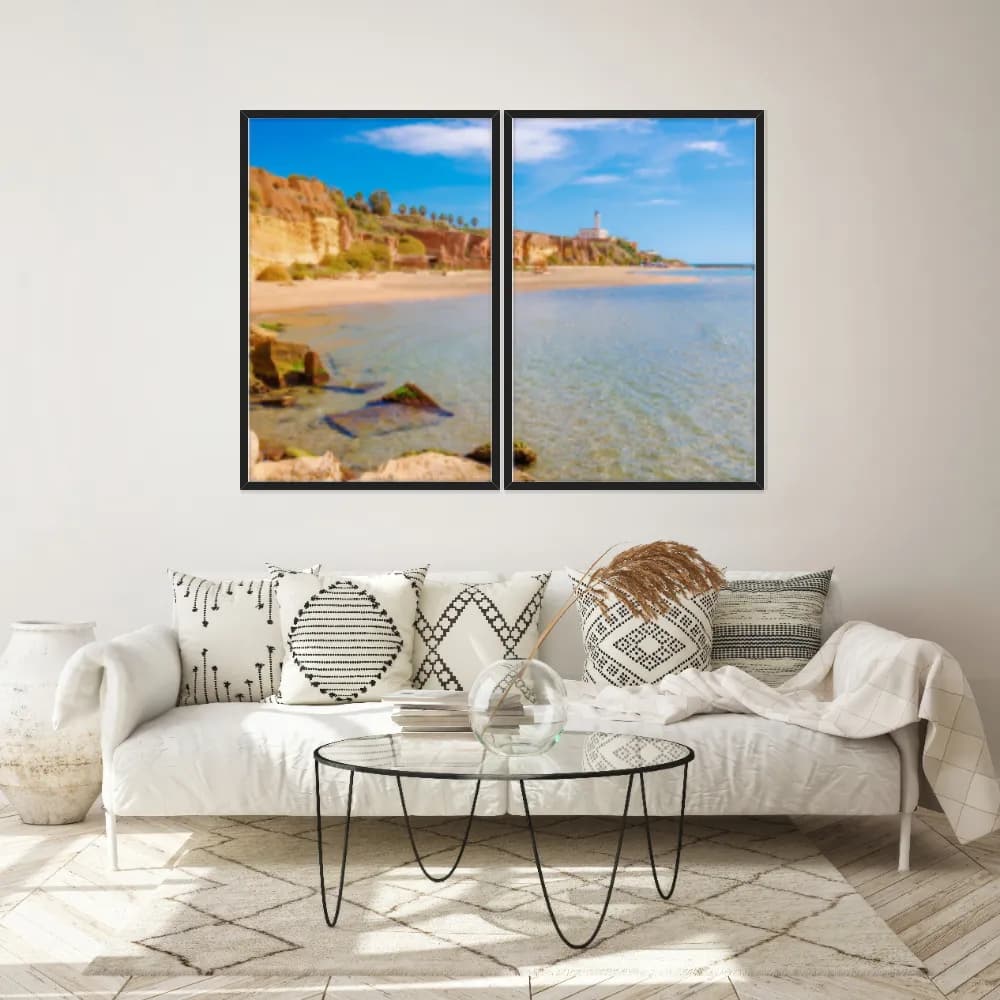 Kit Quadros Decorativos Mar Verde Com Montanhas