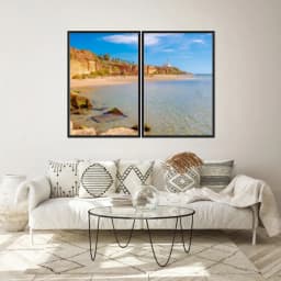 Kit Quadros Decorativos Mar Verde Com Montanhas