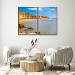 Kit Quadros Decorativos Mar Verde Com Montanhas