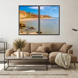 Kit Quadros Decorativos Mar Verde Com Montanhas