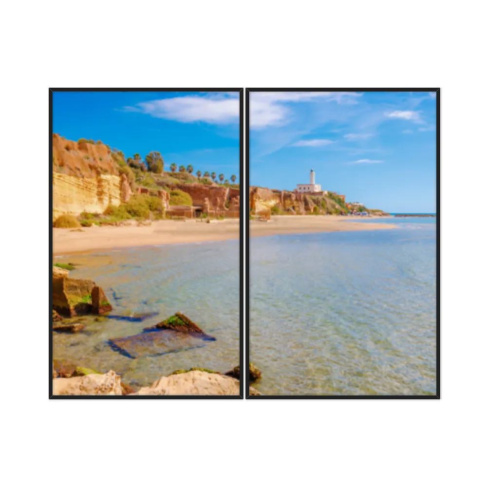 Kit Quadros Decorativos Mar Verde Com Montanhas