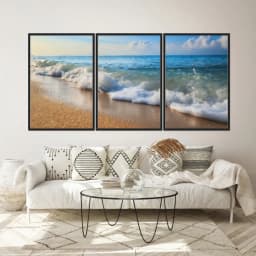 Kit Quadros Decorativos Ondas Na Beira Do Mar