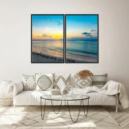 Kit Quadros Decorativos Praia Com Pôr Do Sol