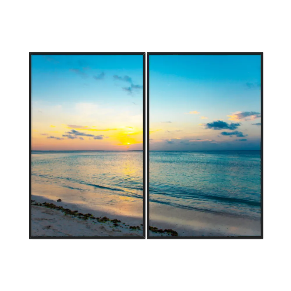 Kit Quadros Decorativos Praia Com Pôr Do Sol