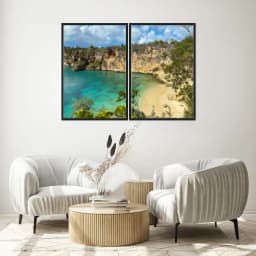 Kit Quadros Decorativos Mar Verde Com Montanhas