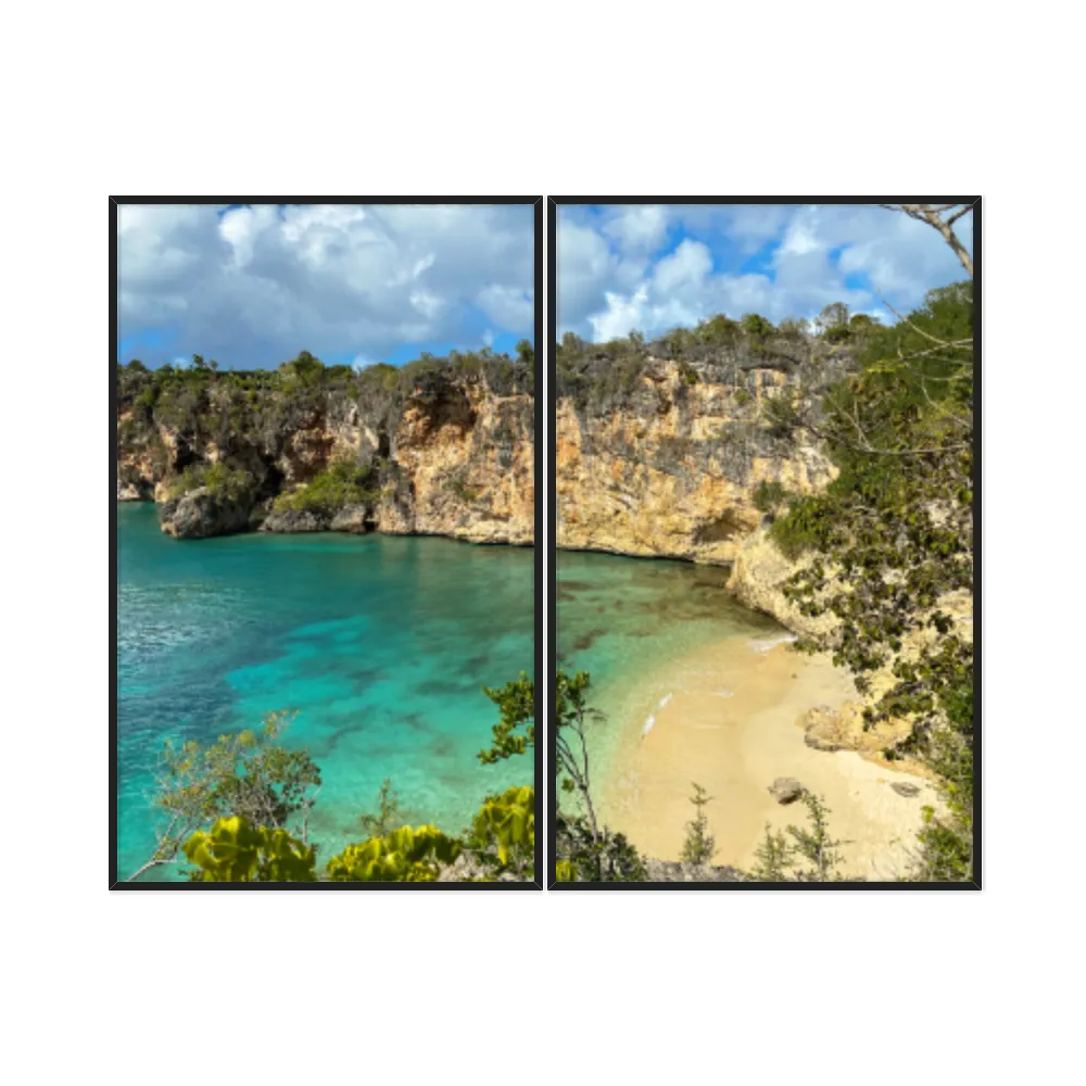 Kit Quadros Decorativos Mar Verde Com Montanhas