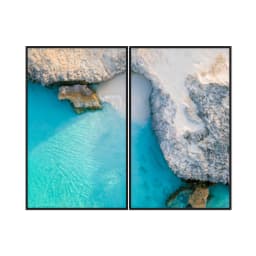 Kit Quadros Decorativos Mar Azul Com Montanhas