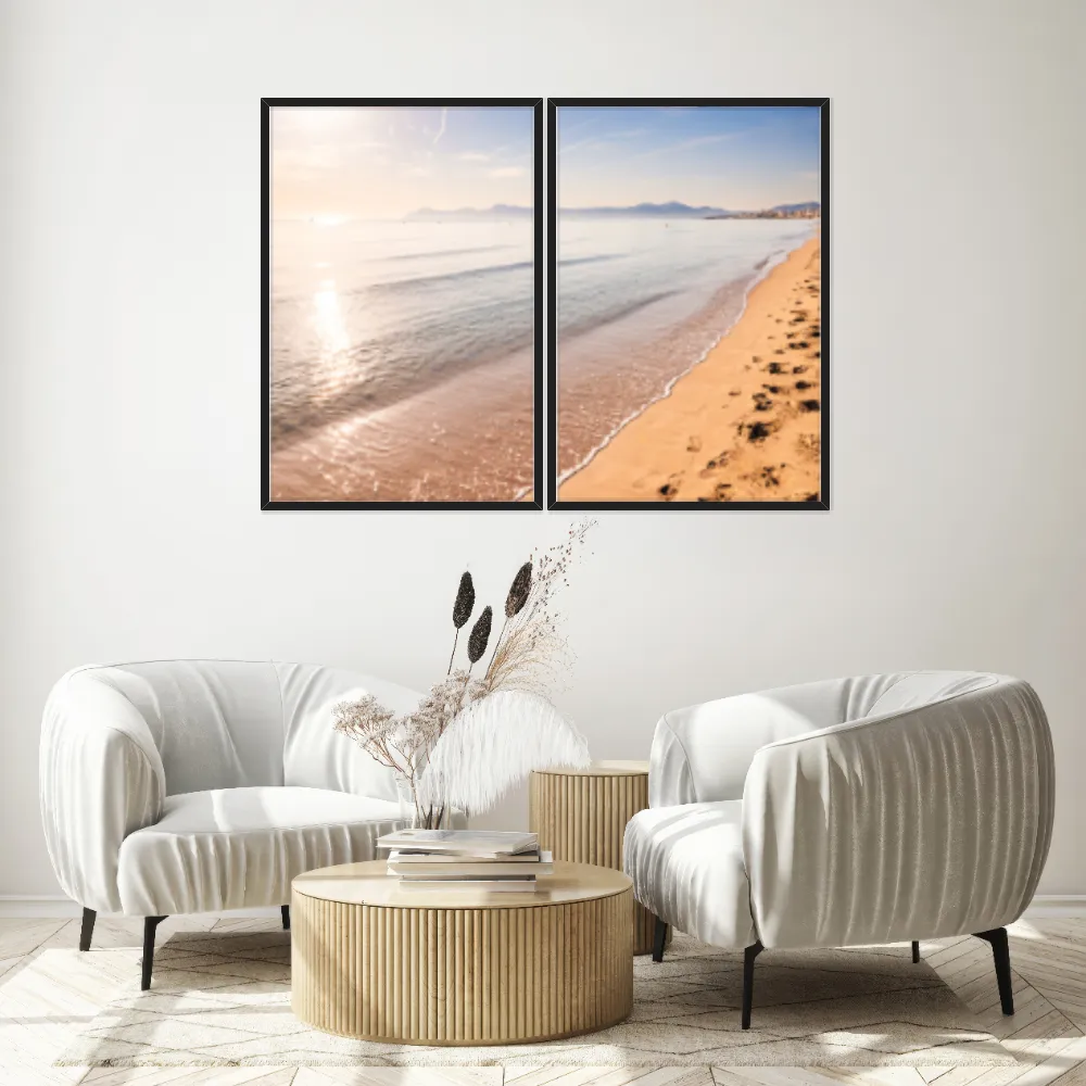 Kit Quadros Decorativos Praia Com Pôr Do Sol