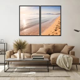 Kit Quadros Decorativos Praia Com Pôr Do Sol